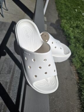 White Crocs Slide Sandals - Crocs